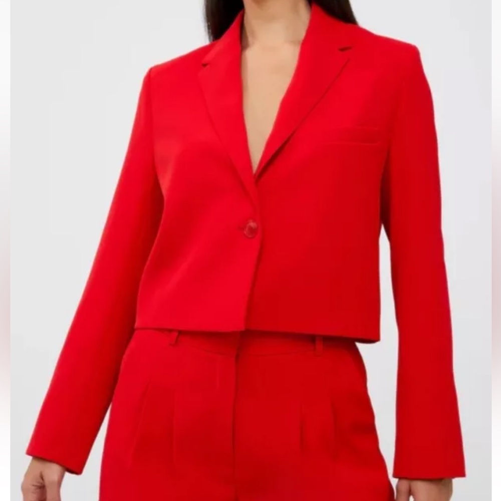 French Connection Harry Suiting Cropped Blazer Scarlet Red Size XS